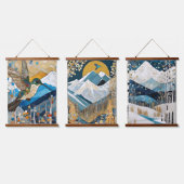 Mountain Art Nouveau Hangend Wandkleed (Driedubbel)