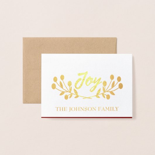 Mountain Ash Joy Script Foto Bourgondië Goud Wit Folie Kaarten (Voorkant met envelop)