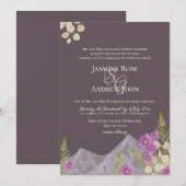 Mountain Asters Plum Wedding Kaart (Voorkant / Achterkant)