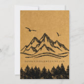 Mountain avontuur begint rustieke houten bruiloft kaart (Achterkant)