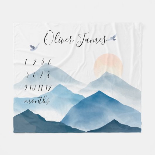 Mountain Baby Milestone Blanket, Maandelijkse kale Fleece Deken (Voorkant (Horizontaal))