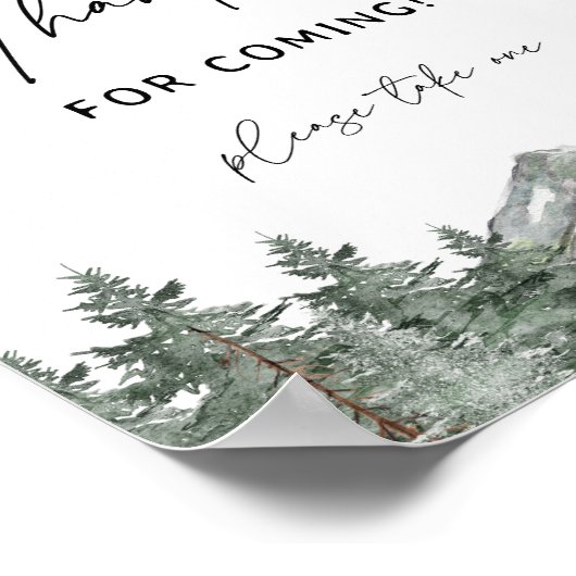 Mountain Baby shower Hartelijk dank voor uw komst Poster (Hoek)