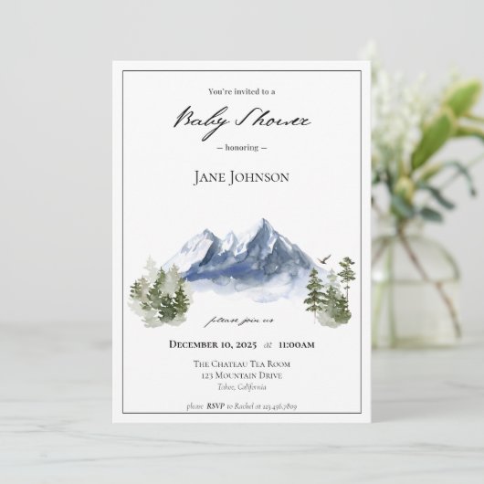 Mountain Baby shower Invitation Kaart (Staand voorkant)