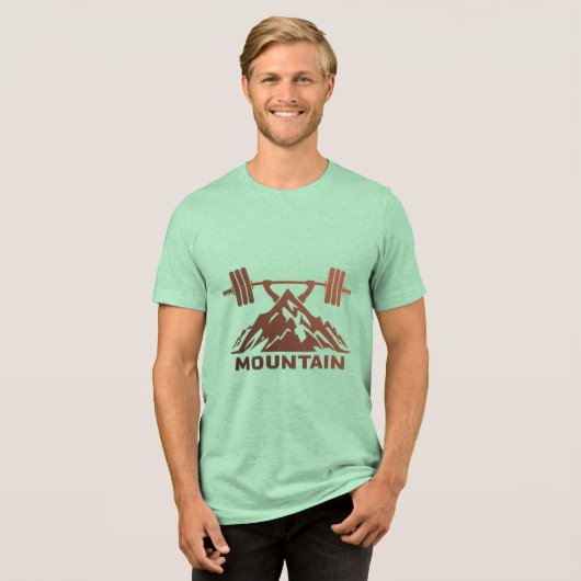 Mountain Barbell Adventure – Outdoor Fitness Tri-Blend Shirt (Voorkant volledig)