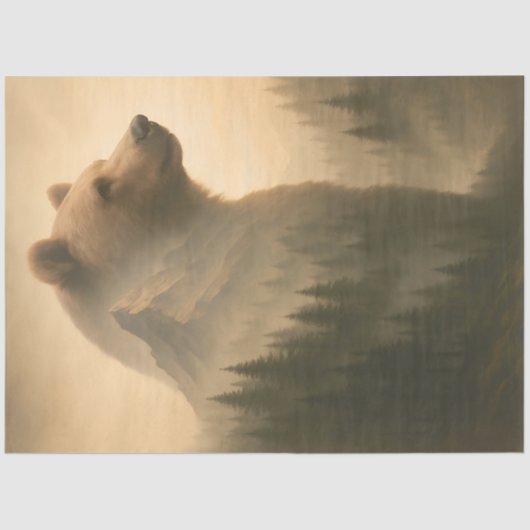 Mountain Bear in the Misty Mountain Decoupage  Tissuepapier (Voorkant)