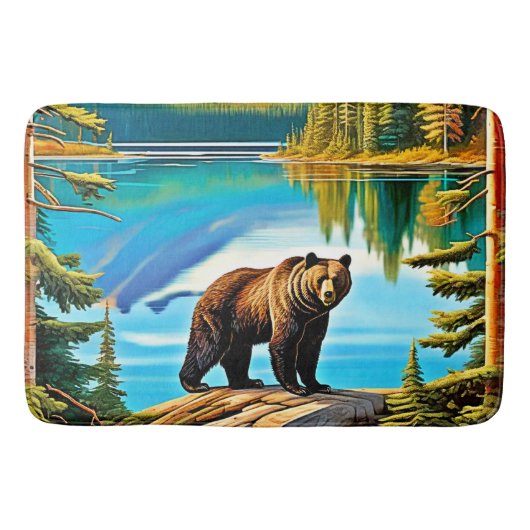 Mountain Beer: Lake Reflection Art Badmat (Voorkant)