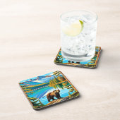 Mountain Beer: Lake Reflection Art Bier Onderzetter (Rechterzijde)