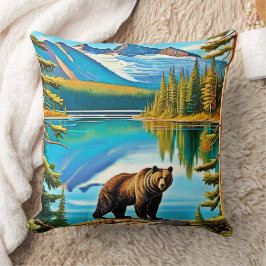 Mountain Beer: Lake Reflection Art Kussen