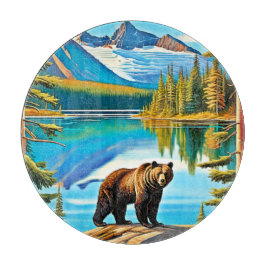 Mountain Beer: Lake Reflection Art Snijplank