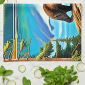 Mountain Beer: Lake Reflection Art Theedoek (Gevouwen)