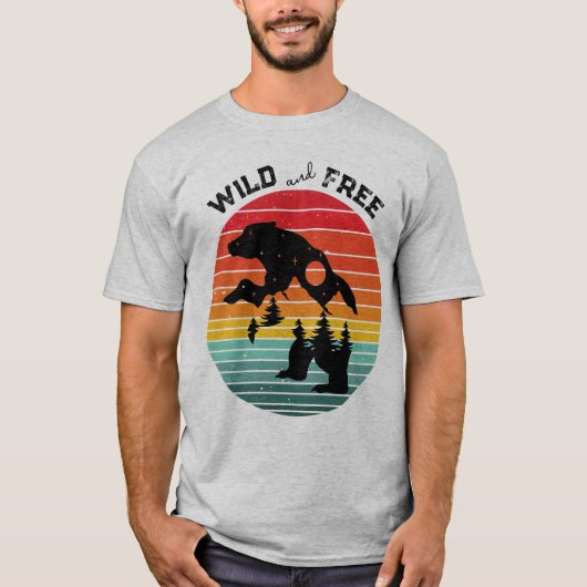 Mountain Beer Silhouette Retro Wild Free T-shirt (Voorkant)