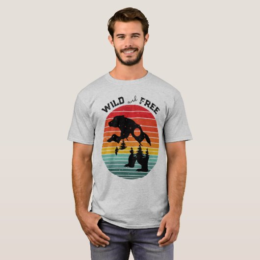 Mountain Beer Silhouette Retro Wild Free T-shirt (Voorkant volledig)