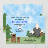 Mountain Beren 1e verjaardag uitnodiging voor jong (Voorkant / Achterkant)