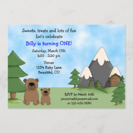 Mountain Beren 1e verjaardag uitnodiging voor jong