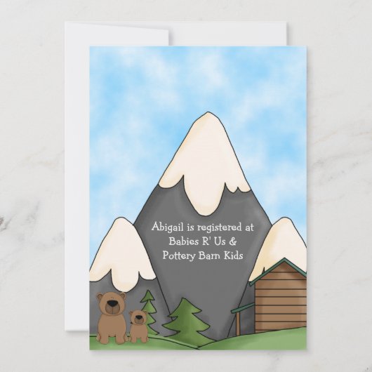Mountain Beren Baby shower Uitnodiging voor jongen (Achterkant)