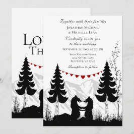 Mountain Beren Love and Bedankt on Back Wedding Kaart