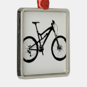 Mountain Bike - Black on White Metalen Ornament (Rechts)