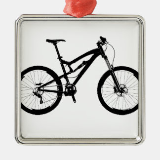 Mountain Bike - Black on White Metalen Ornament
