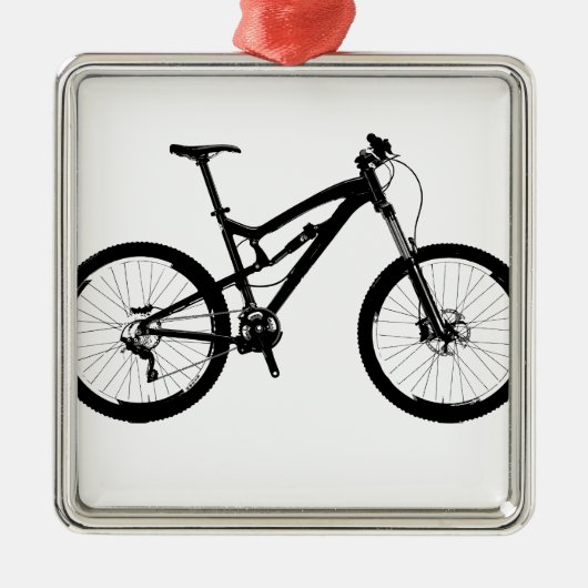 Mountain Bike - Black on White Metalen Ornament (Voorkant)