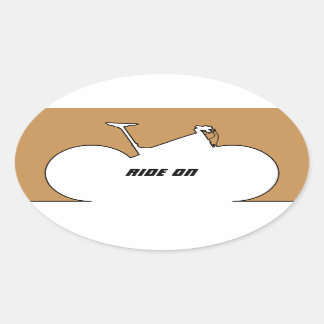 Mountain Bike Black Outline Brown Ovale Sticker