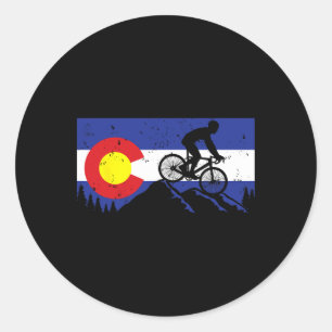Mountain Bike Colorado's Fietsen Vintage Vlag- Mtb Ronde Sticker