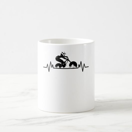 Mountain Bike Downhill Heartbeat Fun Bicycle Gift Koffiemok (Center)