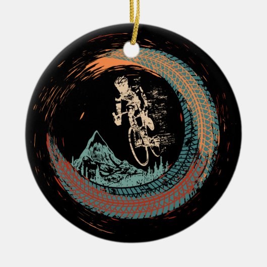 Mountain Bike Downhill MTB  Mountain Biker Keramisch Ornament (Voorkant)