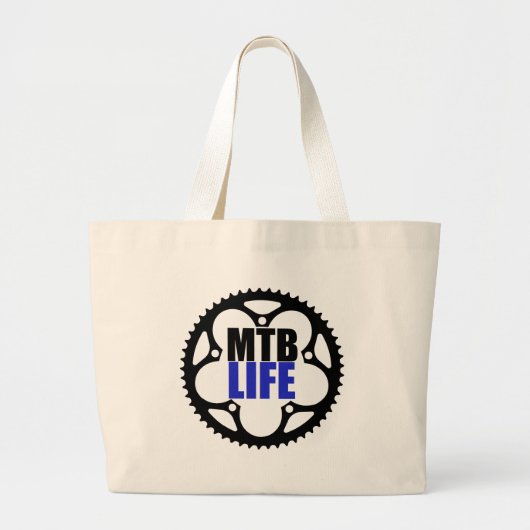 Mountain Bike Life Grote Tote Bag (Voorkant)