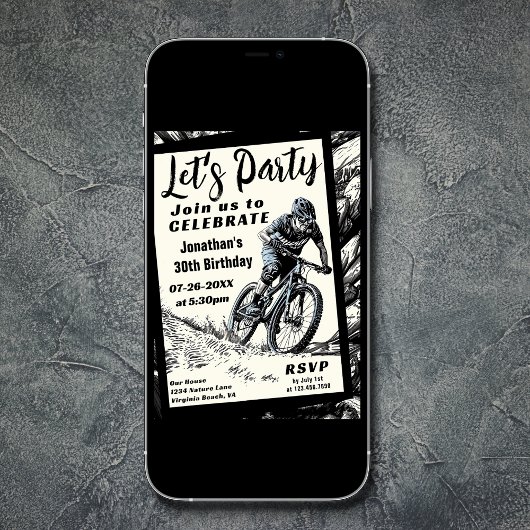 Mountain Bike Moderne Schets Stijl Verjaardag Kaart