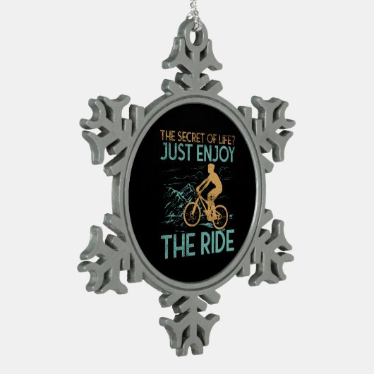 Mountain Bike Mountain Biker Tin Sneeuwvlok Ornament (Links)