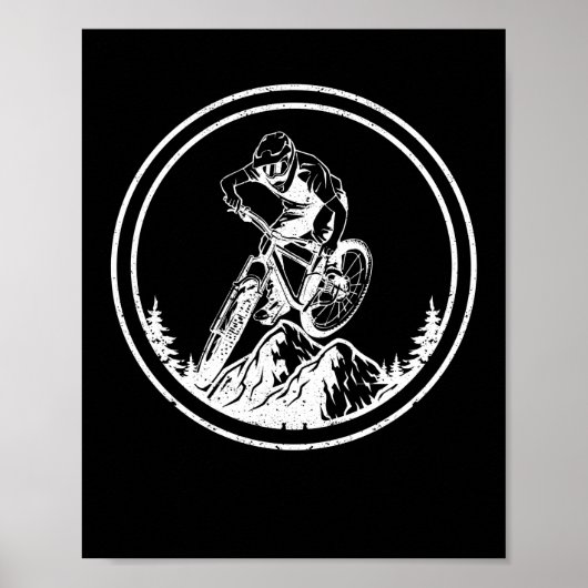 Mountain Bike Rider Downhill MTB Mountain Biker Bi Poster (Voorkant)