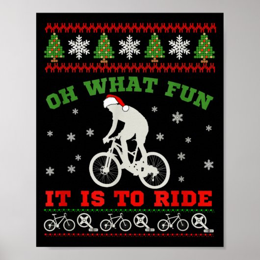 Mountain Bike Rider, Oh What Fun Christmas Ugly Sw Poster (Voorkant)