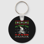 Mountain Bike Rider, Oh What Fun Christmas Ugly Sw Sleutelhanger (Voorkant)