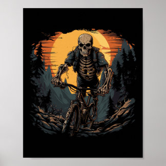 Mountain Bike Skeleton Halloween Poster
