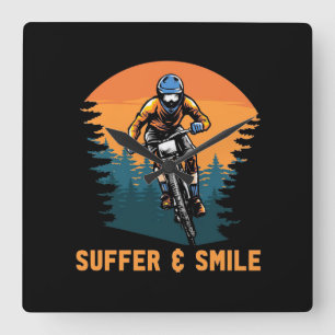 Mountain Bike Suffer en Smile Vierkante Klok