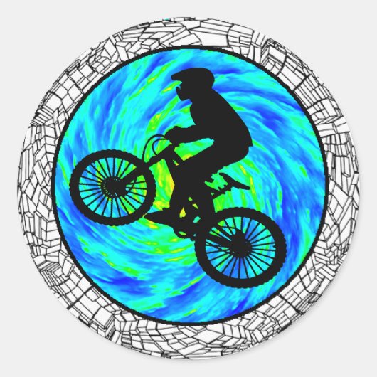 MOUNTAIN BIKE TRACKED RONDE STICKER (Voorkant)