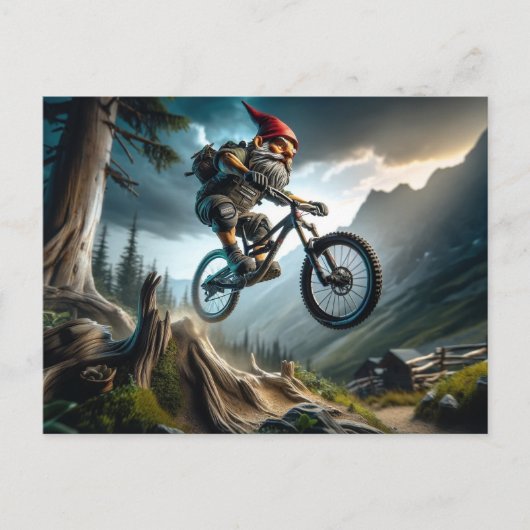 Mountain Bike Trail Shredding Gnome Briefkaart (Voorkant)