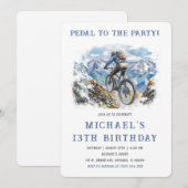 Mountain Bike verjaardagsfeestje Sjabloon Kaart (Voorkant / Achterkant)