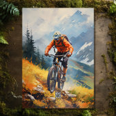 Mountain Bike Waterverf Happy Birthday Kaart