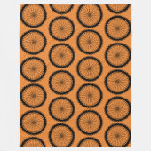 Mountain Bike Wheel - Zwart op Sinaasappel Fleece Deken (Voorkant)