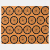 Mountain Bike Wheel - Zwart op Sinaasappel Fleece Deken (Voorkant (Horizontaal))