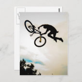 Mountain Biker Air Time Silhouette Briefkaart (Voorkant / Achterkant)