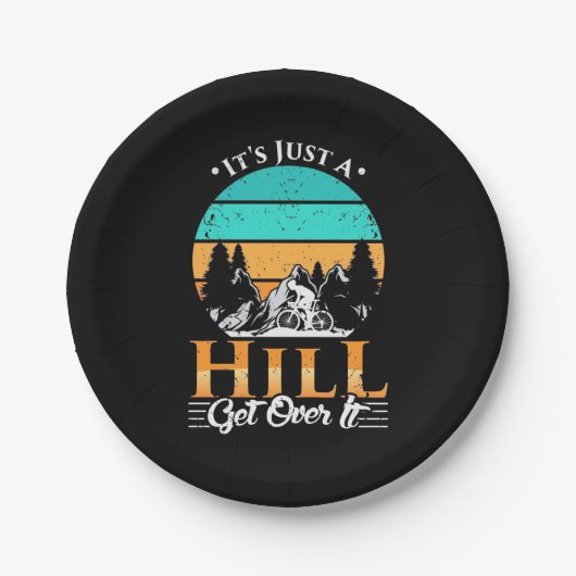 Mountain Biker krijgt over Hill Papieren Bordje (Voorkant)