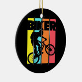 Mountain Biker Retro  Keramisch Ornament (Rechts)