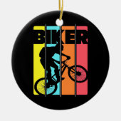 Mountain Biker Retro  Keramisch Ornament (Voorkant)
