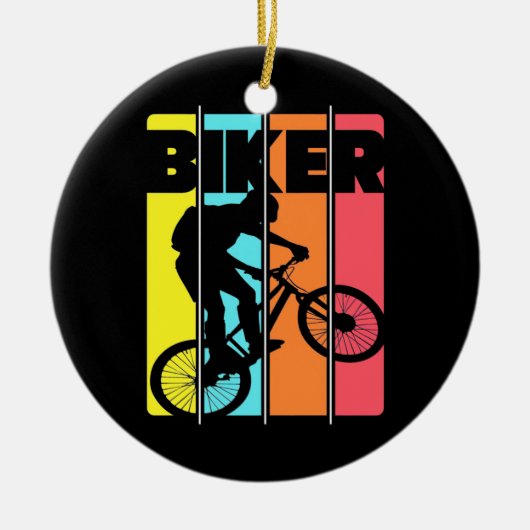 Mountain Biker Retro  Keramisch Ornament (Voorkant)