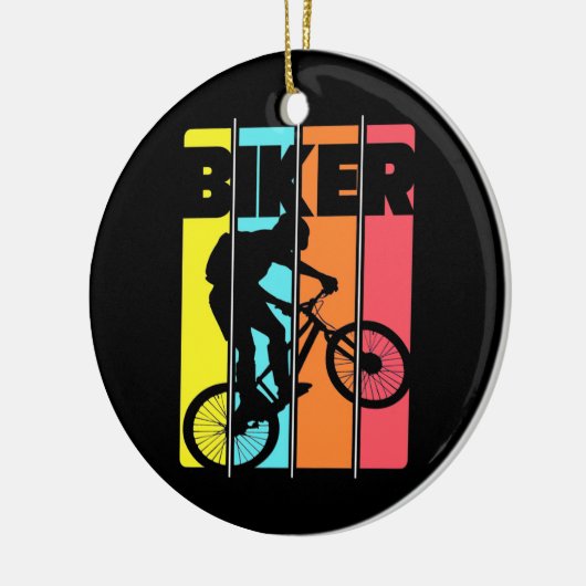 Mountain Biker Retro  Keramisch Ornament (Links)