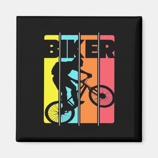 Mountain Biker Retro Magneet (Voorkant)