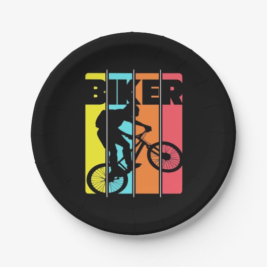 Mountain Biker Retro Papieren Bordje (Voorkant)
