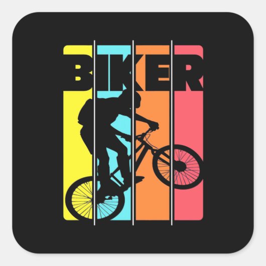 Mountain Biker Retro  Vierkante Sticker (Voorkant)